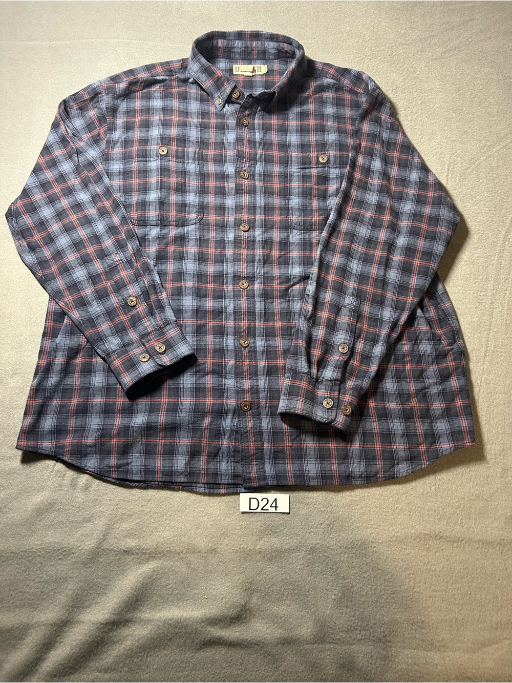 Duluth Trading Co Blue and Red Plaid Button-Down Shirt SIZE XL